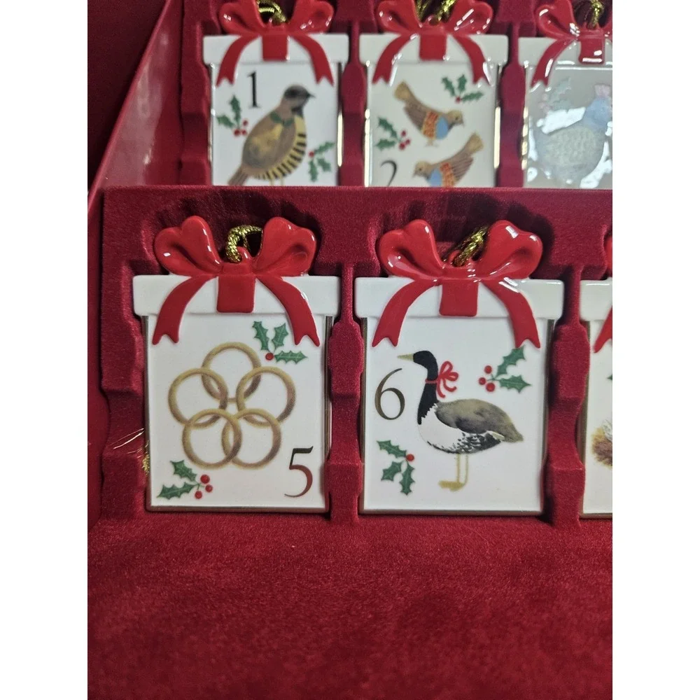 Lenox 12 Days of Christmas 12 PC Ornament Set Porcelain Gift Box Complete